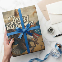 Jesus Take the Wheel Patriotic Eagle Wrapping Paper Roll Christian American Flag Faith
