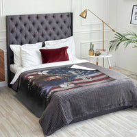 One Nation Under God Christian Throw Blanket Jesus Portrait with American Flag Doves Patriotic