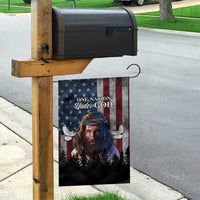 One Nation Under God Christian Garden Flag Jesus Portrait with American Flag Doves Patriotic