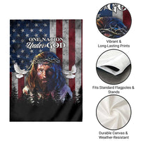 One Nation Under God Christian Garden Flag Jesus Portrait with American Flag Doves Patriotic