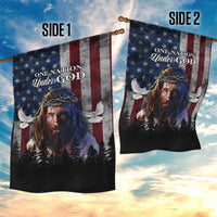 One Nation Under God Christian Garden Flag Jesus Portrait with American Flag Doves Patriotic