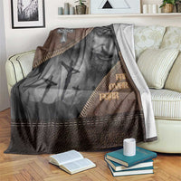 Faith Over Fear Rustic Christian Throw Blanket Jesus Cross Black and Brown Leather Style Effect