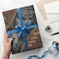 Faith Over Fear Rustic Christian Wrapping Paper Roll Jesus Cross Black and Brown Leather Style Effect