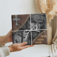 Faith Over Fear Rustic Christian Wrapping Paper Roll Jesus Cross Black and Brown Leather Style Effect