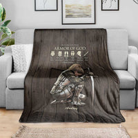Personalized Armor of God Christian Wooden Style Throw Blanket Ephesians 6:10 Scripture Faith Gift for Women