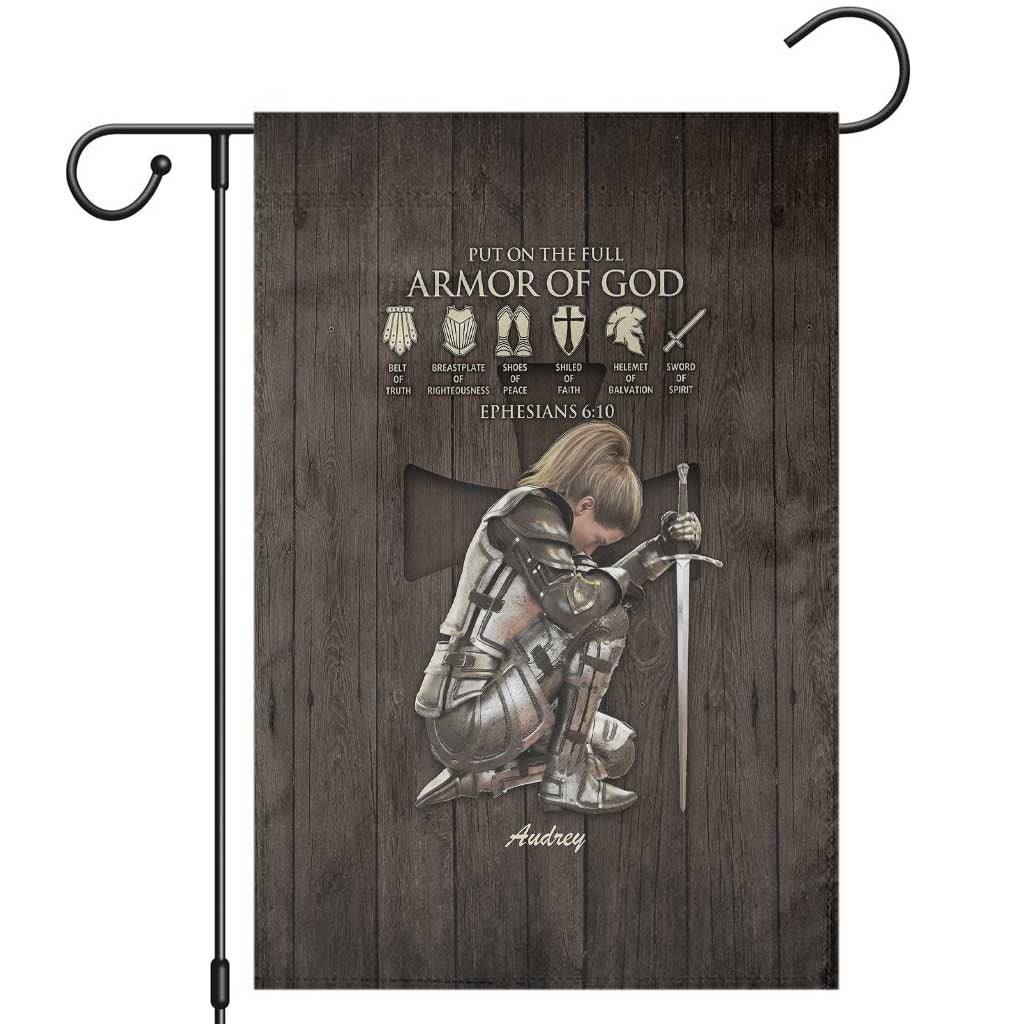 Personalized Armor of God Christian Wooden Style Garden Flag Ephesians 6:10 Scripture Faith Gift for Women