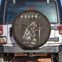 Personalized Armor of God Christian Wooden Style Spare Tire Cover Ephesians 6:10 Scripture Faith Gift for Women