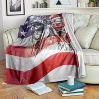 Patriotic Native American Chief Feather Headdress Throw Blanket Indigenous Pride USA Flag Heritage Gift