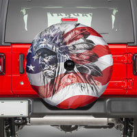 Patriotic Native American Chief Feather Headdress Spare Tire Cover Indigenous Pride USA Flag Heritage Gift
