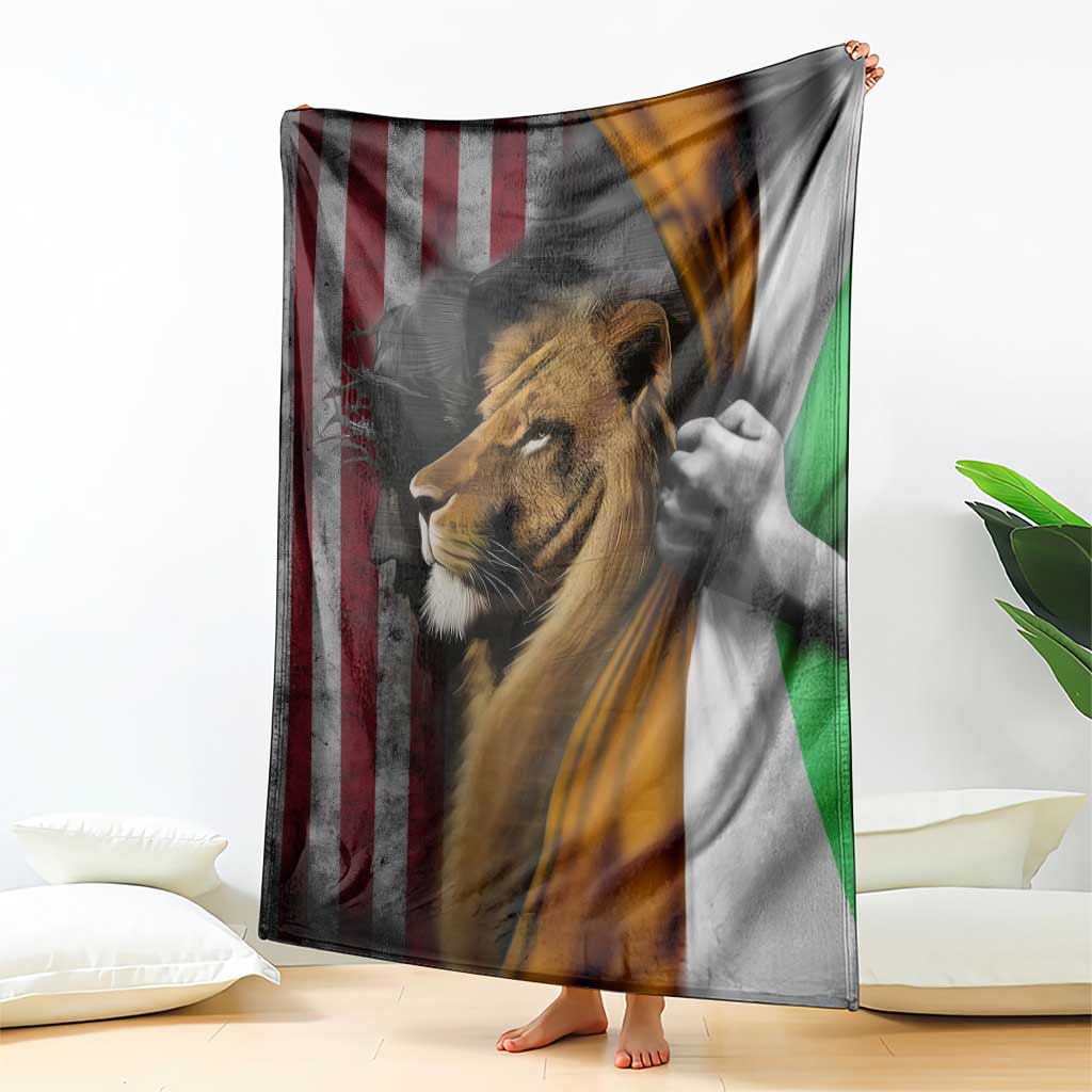 Irish American Heritage Lion of Judah Throw Blanket Patriotic Christian Jesus Crown of Thorns Faith Gift