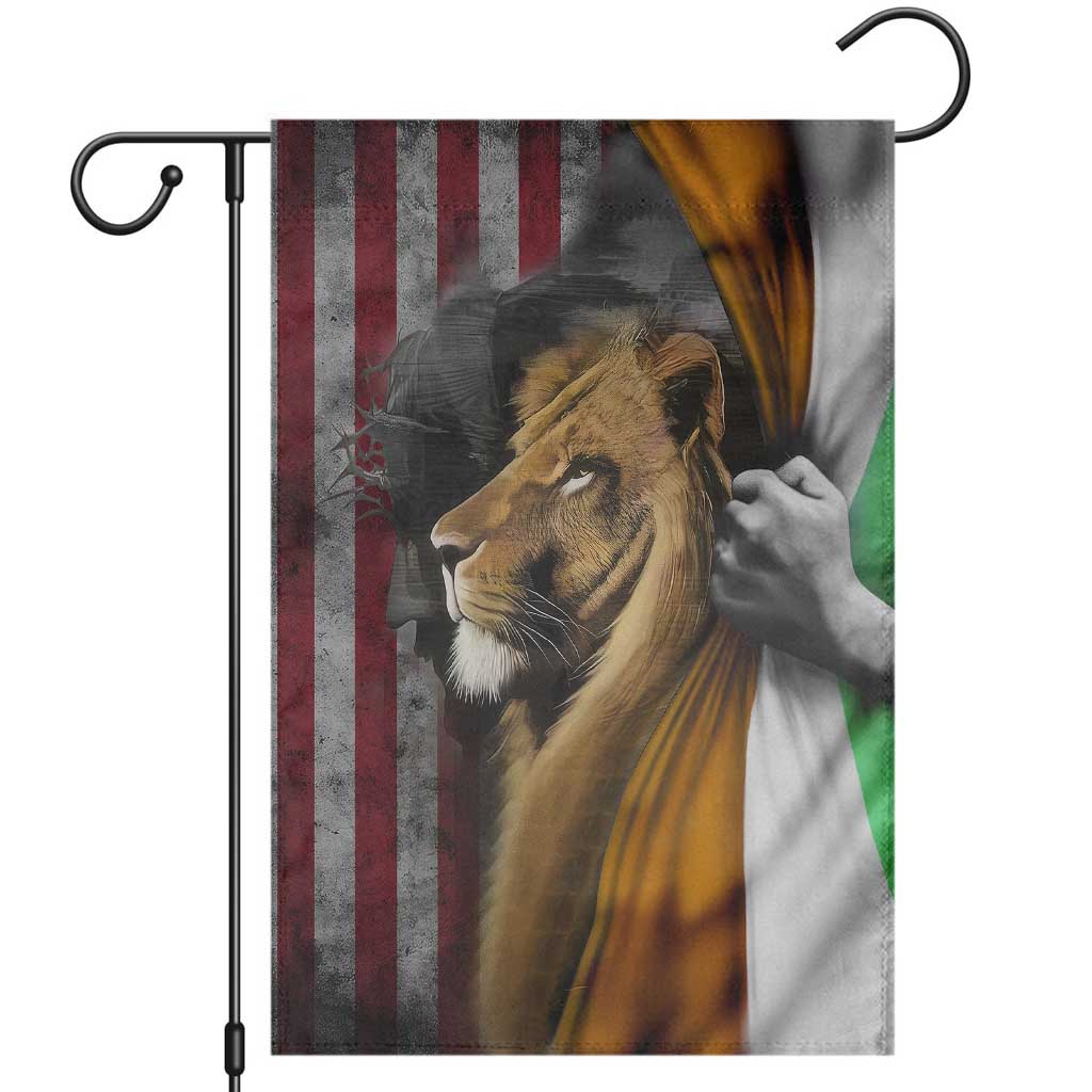 Irish American Heritage Lion of Judah Garden Flag Patriotic Christian Jesus Crown of Thorns Faith Gift