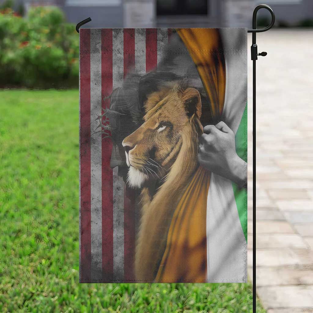 Irish American Heritage Lion of Judah Garden Flag Patriotic Christian Jesus Crown of Thorns Faith Gift