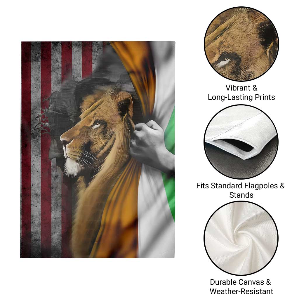 Irish American Heritage Lion of Judah Garden Flag Patriotic Christian Jesus Crown of Thorns Faith Gift