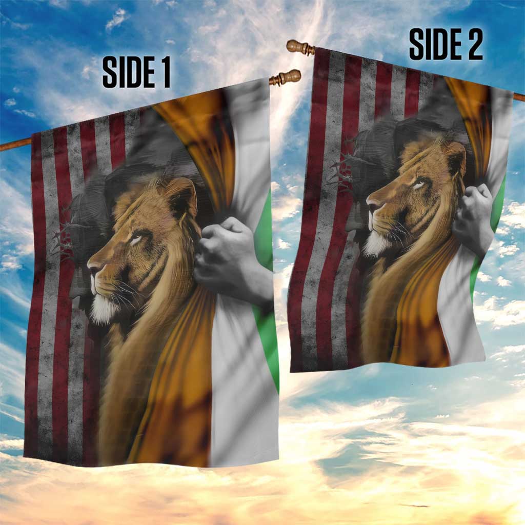 Irish American Heritage Lion of Judah Garden Flag Patriotic Christian Jesus Crown of Thorns Faith Gift