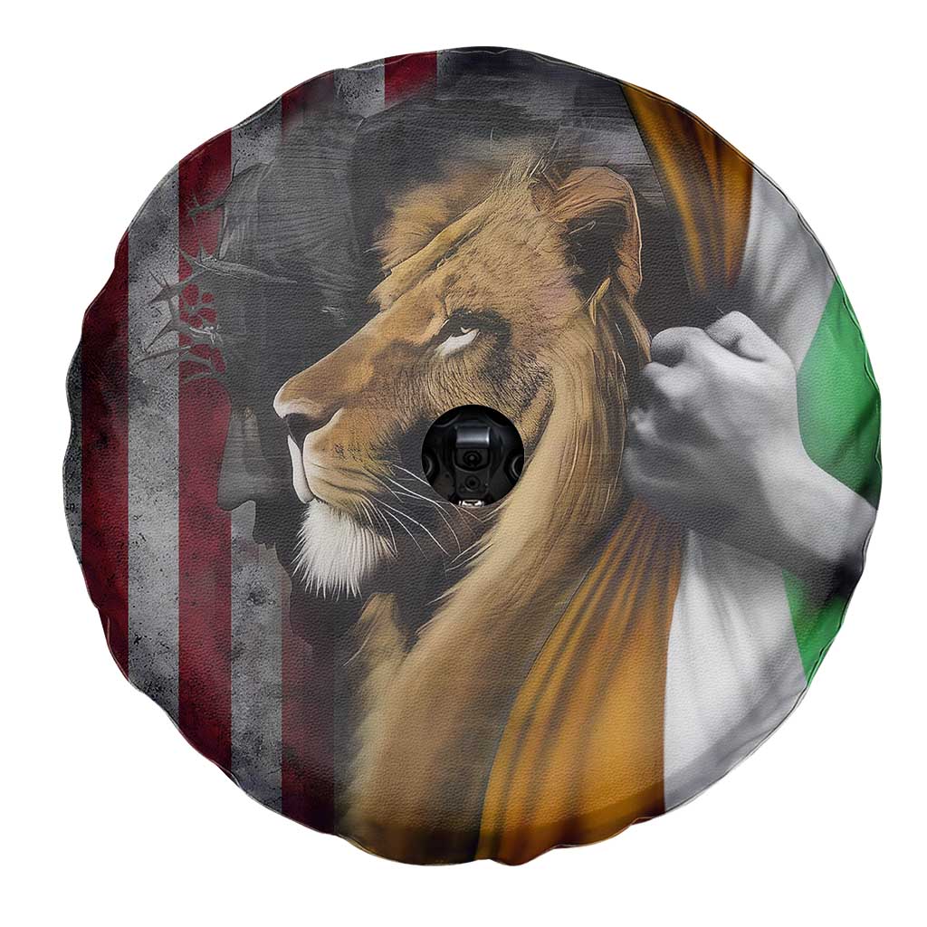 Irish American Heritage Lion of Judah Spare Tire Cover Patriotic Christian Jesus Crown of Thorns Faith Gift