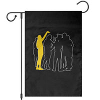 Viral Basketball Pointing Huddle Garden Flag Funny Women Sports Culture Meme Yellow Silhouette Graphic