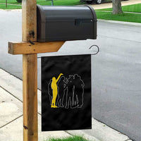 Viral Basketball Pointing Huddle Garden Flag Funny Women Sports Culture Meme Yellow Silhouette Graphic