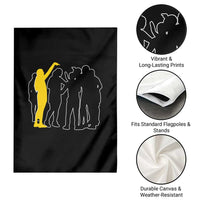 Viral Basketball Pointing Huddle Garden Flag Funny Women Sports Culture Meme Yellow Silhouette Graphic