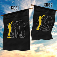 Viral Basketball Pointing Huddle Garden Flag Funny Women Sports Culture Meme Yellow Silhouette Graphic