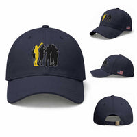 Viral Basketball Pointing Huddle Baseball Cap Funny Women Sports Culture Meme Yellow Silhouette Graphic