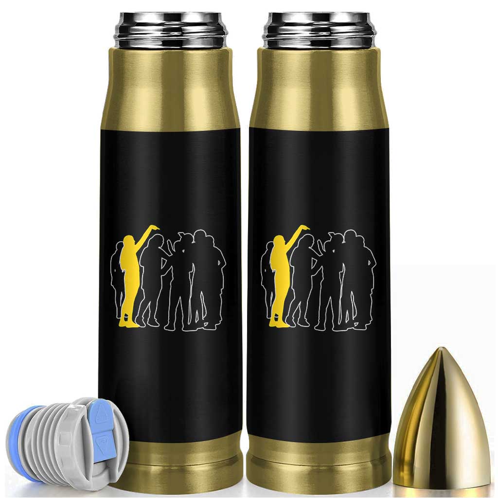 Viral Basketball Pointing Huddle Bullet Tumbler Funny Women Sports Culture Meme Yellow Silhouette Graphic