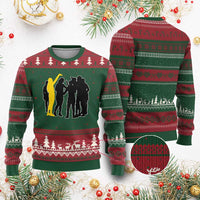 Viral Basketball Pointing Huddle Ugly Christmas Sweater Funny Women Sports Culture Meme Yellow Silhouette Graphic