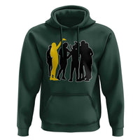 Viral Basketball Pointing Huddle Hoodie Funny Women Sports Culture Meme Yellow Silhouette Graphic