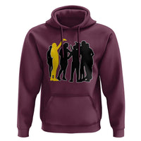 Viral Basketball Pointing Huddle Hoodie Funny Women Sports Culture Meme Yellow Silhouette Graphic