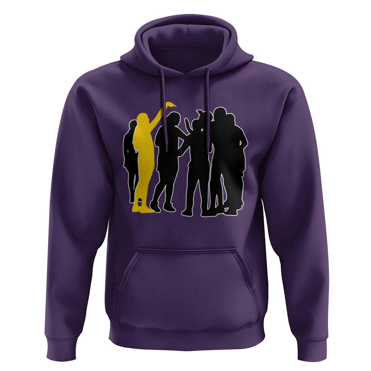 Viral Basketball Pointing Huddle Hoodie Funny Women Sports Culture Meme Yellow Silhouette Graphic