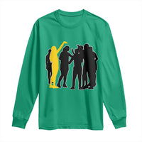Viral Basketball Pointing Huddle Long Sleeve Shirt Funny Women Sports Culture Meme Yellow Silhouette Graphic