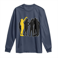 Viral Basketball Pointing Huddle Long Sleeve Shirt Funny Women Sports Culture Meme Yellow Silhouette Graphic