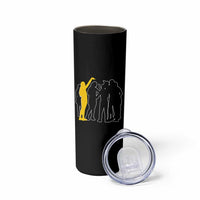Viral Basketball Pointing Huddle Skinny Tumbler Funny Women Sports Culture Meme Yellow Silhouette Graphic