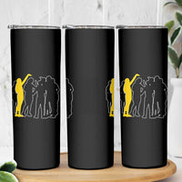 Viral Basketball Pointing Huddle Skinny Tumbler Funny Women Sports Culture Meme Yellow Silhouette Graphic