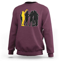 Viral Basketball Pointing Huddle Sweatshirt Funny Women Sports Culture Meme Yellow Silhouette Graphic