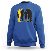 Viral Basketball Pointing Huddle Sweatshirt Funny Women Sports Culture Meme Yellow Silhouette Graphic