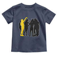 Viral Basketball Pointing Huddle Toddler T Shirt Funny Women Sports Culture Meme Yellow Silhouette Graphic