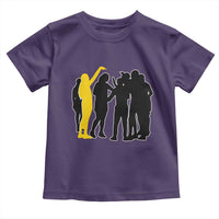 Viral Basketball Pointing Huddle Toddler T Shirt Funny Women Sports Culture Meme Yellow Silhouette Graphic