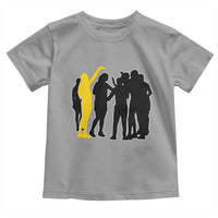 Viral Basketball Pointing Huddle Toddler T Shirt Funny Women Sports Culture Meme Yellow Silhouette Graphic