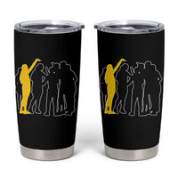 Viral Basketball Pointing Huddle Tumbler Cup Funny Women Sports Culture Meme Yellow Silhouette Graphic