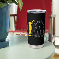Viral Basketball Pointing Huddle Tumbler Cup Funny Women Sports Culture Meme Yellow Silhouette Graphic