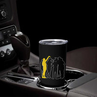 Viral Basketball Pointing Huddle Tumbler Cup Funny Women Sports Culture Meme Yellow Silhouette Graphic