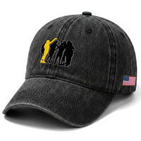 Viral Basketball Pointing Huddle Washed Cotton Baseball Cap Funny Women Sports Culture Meme Yellow Silhouette Graphic