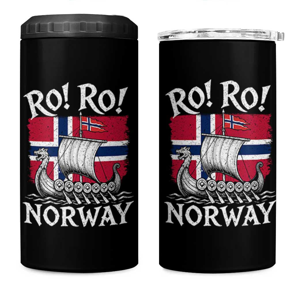 Funny Norway Viking Longship Ro Ro 4 in 1 Can Cooler Tumbler Vintage Norge Norwegian Flag Football Fans