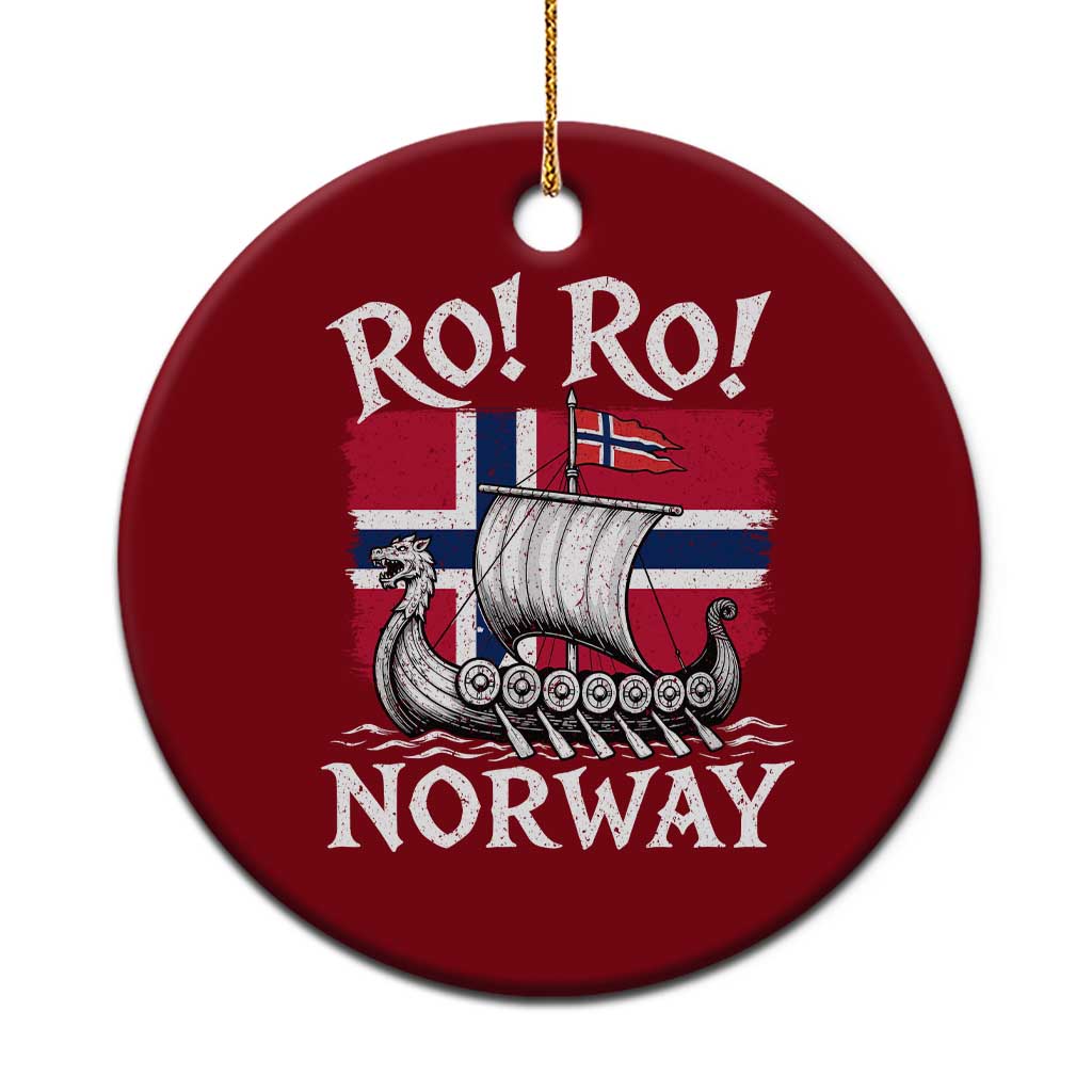 Funny Norway Viking Longship Ro Ro Ceramic Ornament Vintage Norge Norwegian Flag Football Fans