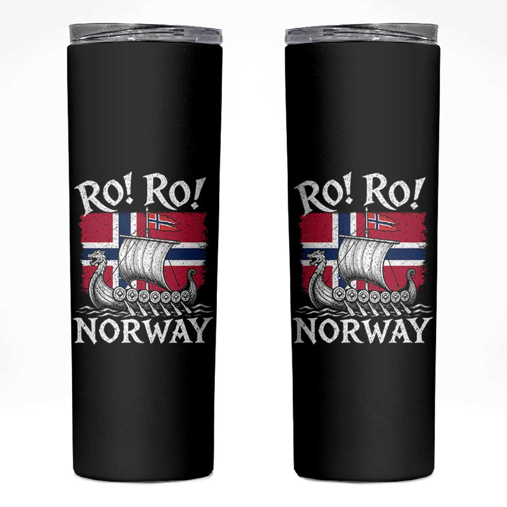 Funny Norway Viking Longship Ro Ro Skinny Tumbler Vintage Norge Norwegian Flag Football Fans