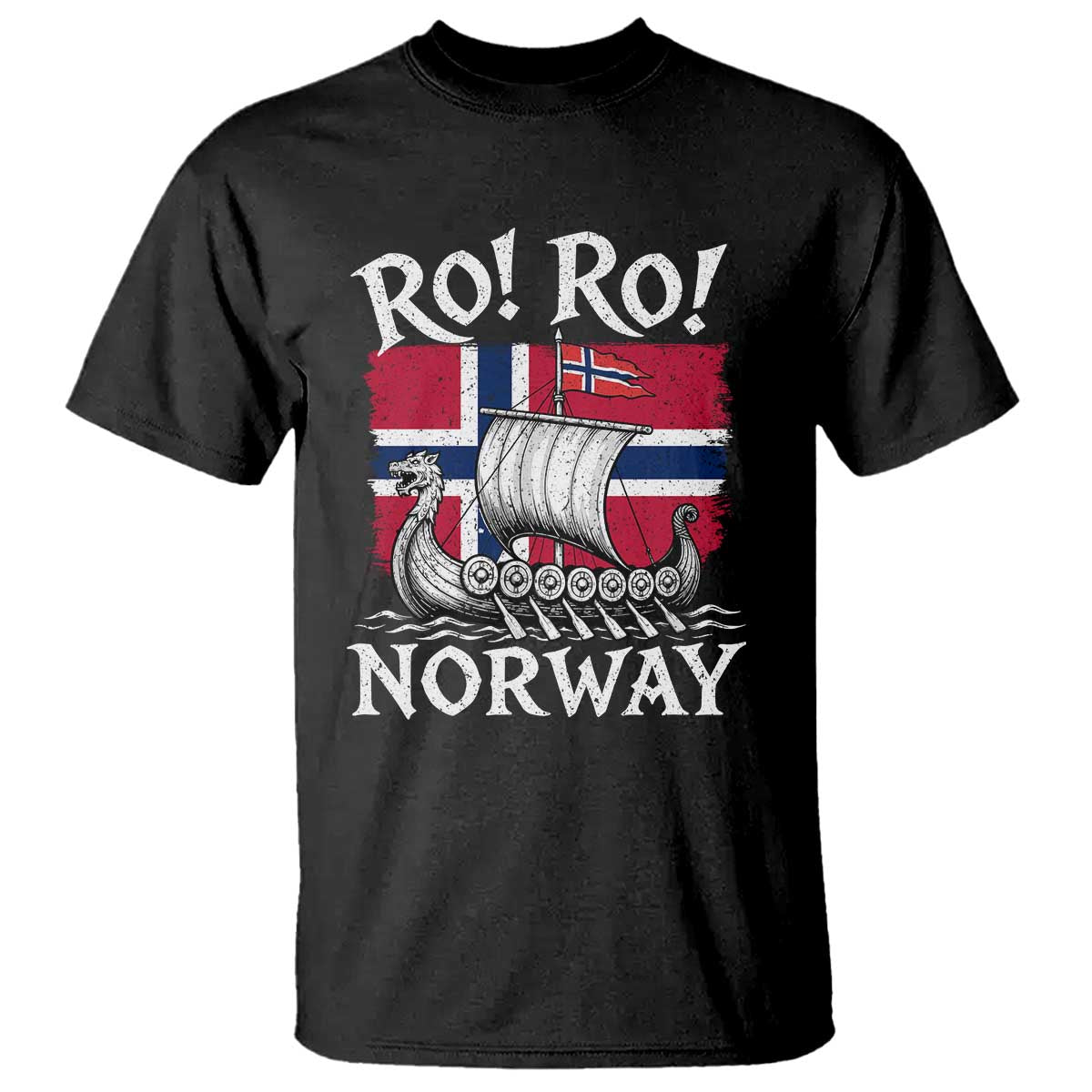 Funny Norway Viking Longship Ro Ro T Shirt Vintage Norge Norwegian Flag Football Fans