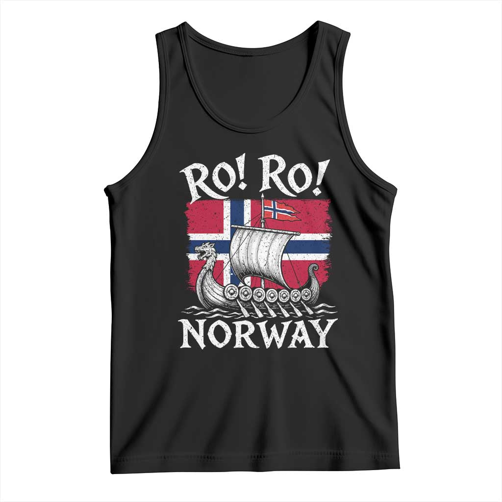 Funny Norway Viking Longship Ro Ro Tank Top Vintage Norge Norwegian Flag Football Fans