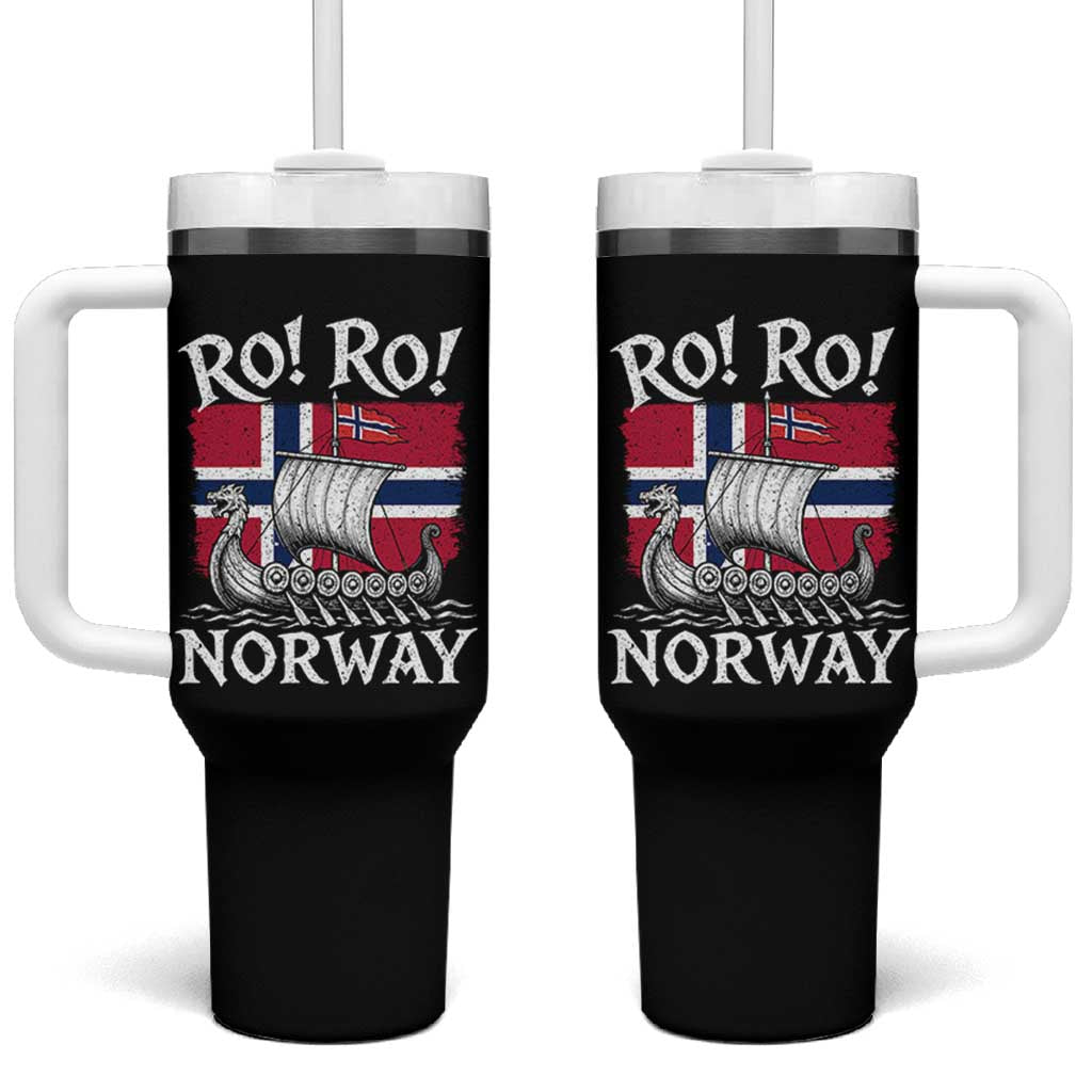 Funny Norway Viking Longship Ro Ro Tumbler With Handle Vintage Norge Norwegian Flag Football Fans