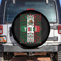 Y Si Si Mexican Flag Floral Folk Art Spare Tire Cover Viva Mexico Pride for Soccer Football Fans