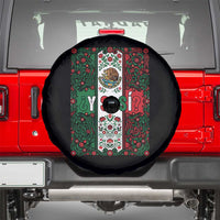 Y Si Si Mexican Flag Floral Folk Art Spare Tire Cover Viva Mexico Pride for Soccer Football Fans